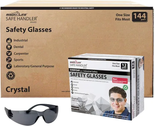 Miniatura 18 de SAFE HANDLER Gafas de seguridad con patillas de color transparente Talla única, para adultos, jóvenes, lentes de policarbonato protector
