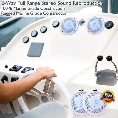 Miniatura 4 de Pyle Altavoces marinos de 6.5 pulgadas, 2 vías, impermeable y resistente a la intemperie, sistema de sonido estéreo de audio para exteriores