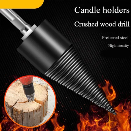 Miniatura 2 de Firewood Splitter Drill Bit, Removable Screw Cone Wood Drill Bit Set, Steel Kindling Splitter Drills Bits with 3 Attachment, Firewood Splitting Cut
