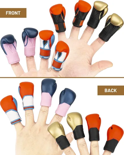 Miniatura 8 de Guantes de Boxeo Marionetas de Dedo Mini, ¡Noquea Tu Estrés! Cosas Raras Regalos Blanco Elefante al Azar, Oro - 2 Piezas
