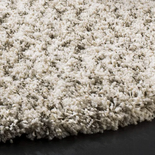 Miniatura 3 de SAFAVIEH Colección Hudson Shag SGH330A - Alfombra redonda de área de 2 pulgadas de grosor, diseño cheurón, 8 pies, color marfil y gris