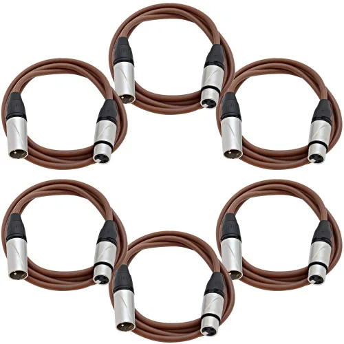 Miniatura 15 de Seismic Audio SAXLX-2Brown-Paquete de 6 cables de conexión XLR de 2 pies marrones - Cables de micrófono - Cables XLR macho a hembra - 2 pies