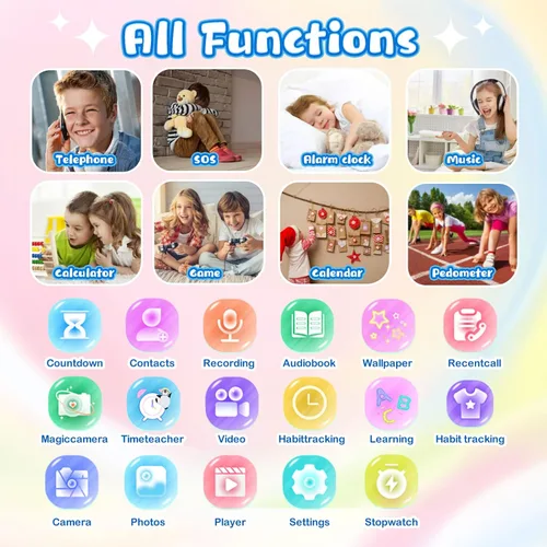 Miniatura 7 de Reloj inteligente para niñas y niños, reloj inteligente con tarjeta SIM 4G, reloj inteligente para niños, pantalla táctil, calculadora de llamadas