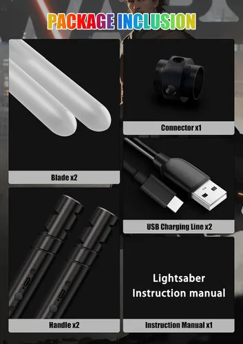 Miniatura 5 de jvmusaber Sable de luz de duelo para niños y adultos, espada ligera con 20 colores RGB, 4 sonidos FX, empuñadura de metal recargable por USB