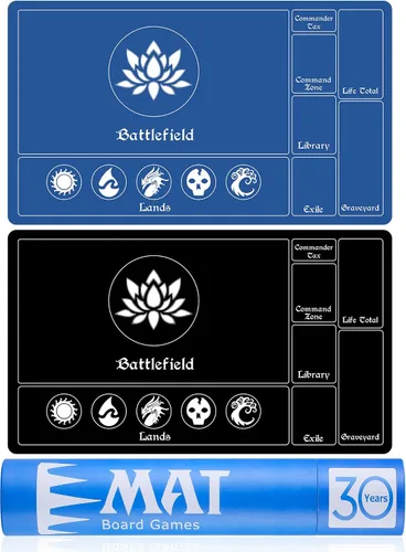 Miniatura 7 de Biouai MTG Alfombrilla de Juego para Juego de Cartas TCG - 2 Piezas Alfombrilla de Juego Negra con Costura con Tubo para Juego de Cartas, MTG