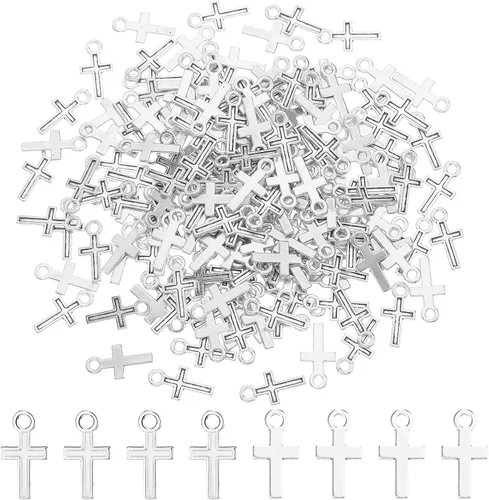 Miniatura 7 de Kenning 200 piezas 16 x 8 mm Mini colgante de cruz de aleación, cuentas de cruz mini para joyería, hallazgos de manualidades, manualidades hechas a