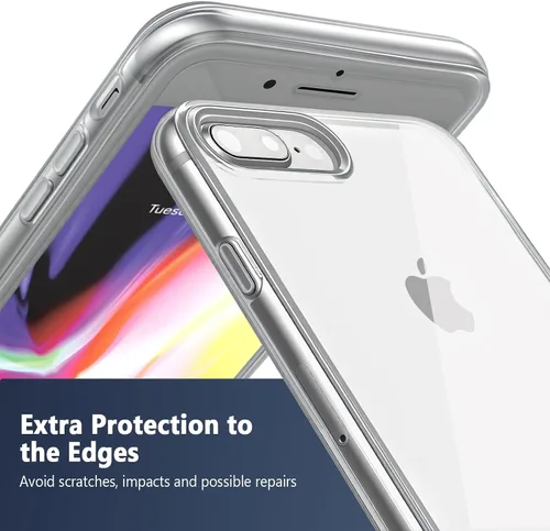 Miniatura 4 de FanTEK Compatible con iPhone 7 Plus, iPhone 8 Plus de 5.5 pulgadas, fundas de teléfono TPU de cristal transparente suave