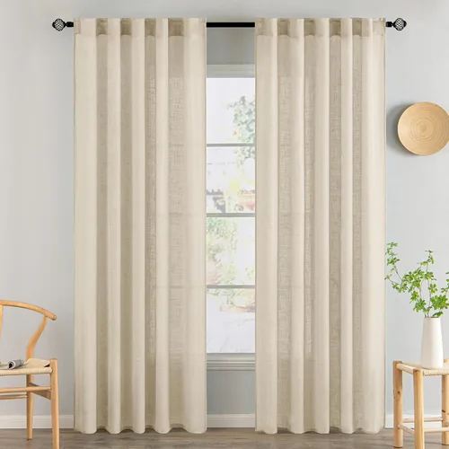 Miniatura 82 de MIULEE Cortinas de lino blanco de 108 pulgadas de largo para dormitorio, sala de estar, cortinas de ventana con textura de lino suave y grueso, Lino