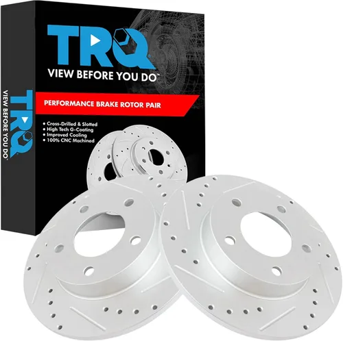 Miniatura 216 de TRQ Juego de rotores de freno de rendimiento trasero con revestimiento G premium compatible con Mazda 6 2014-2021