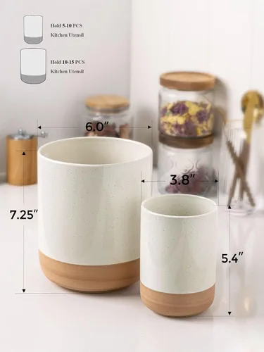 Miniatura 3 de AmorArc Soporte para utensilios de cerámica, 7.25 pulgadas + 5.4 pulgadas de cocina para encimera, organizador de encimera de cocina con parte