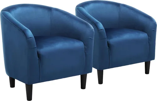 Miniatura 13 de Yaheetech Juego de 2 sillones, silla de club de tela de bouclé, silla elegante de sherpa con asiento suave y acolchado para sala de estar, Negro