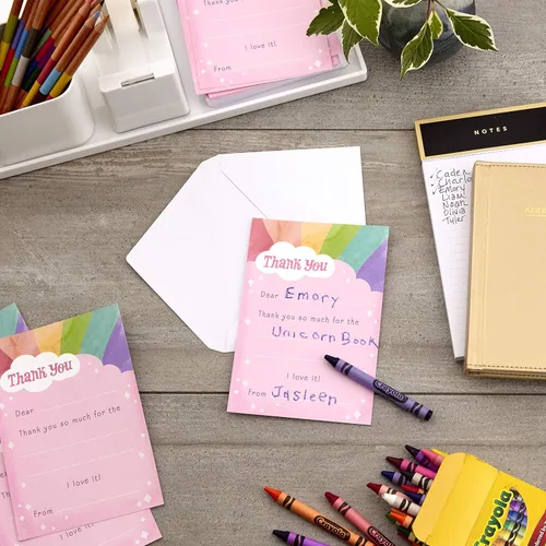 Miniatura 2 de Hallmark Tarjetas de agradecimiento en blanco para niños, arcoíris (20 tarjetas con sobres)