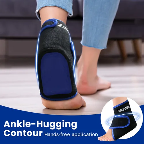 Miniatura 3 de Bolsa de hielo para tobillo, gel reutilizable de compresión fría para molestias de pies, envoltura de hielo para hinchazón y recuperación de pies