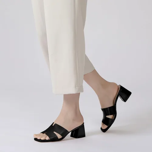 Miniatura 2 de Sandalias de tacón grueso con punta cuadrada abierta para mujer, sandalias bajas y cómodas de tacón bajo, sandalias casuales para el uso diario