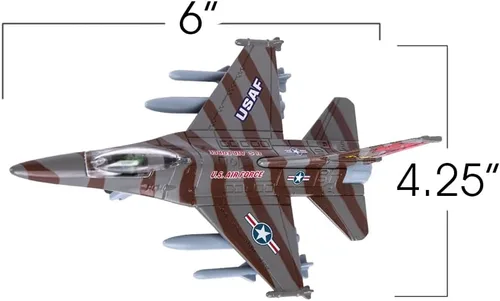 Miniatura 2 de ArtCreativity F-16 Fighter Jet Toy Set para niños – Paquete de 2 aviones de metal fundido a troquel F16 Fighting Falcon, jets militares de tracción