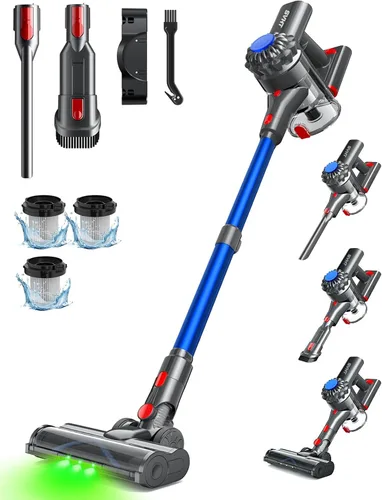 Aspiradora inalámbrica, aspiradora de 500 W 45 KPA para el hogar, aspiradora ligera de 45 minutos con cepillo antienredos, pantalla LED, batería
