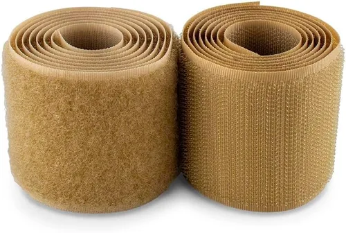 Cinta de velcro para coser de 2 pulgadas de ancho, color beige, no adhesiva, tela de nailon beige, juego de cierre de cinta de velcro para bolsos,