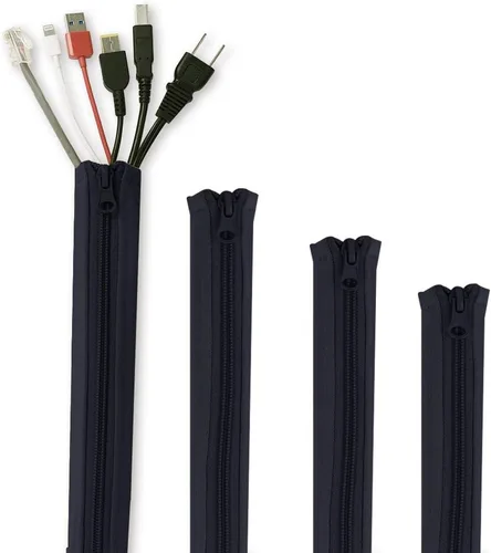 Miniatura 14 de StangH Organizador de mangas para organizar cables, 19 pulgadas, para el hogar y la oficina, con cremallera, organizador de cables, envoltura