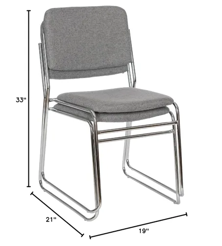 Miniatura 8 de OEF Furnishings OEF8652/2 Silla apilable acolchada de tela de grado comercial (gris clásico, paquete de 2)