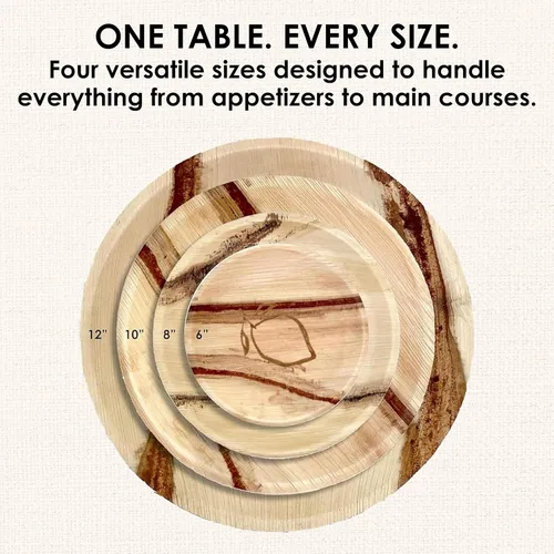 Miniatura 7 de NEATtable Platos de hoja de palma Diseño de limón Desechables y compostables Ecológicos y 100% naturales Ideal para eventos al aire libre