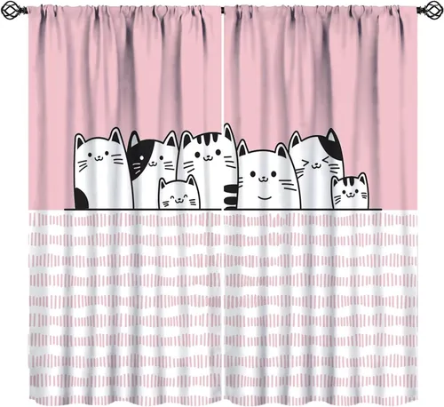 Miniatura 22 de Cortinas opacas de gato abstracto, arte simple, universo planeta, dibujos animados, lindo, divertido, colorido, gato, azul, niños, niñas, niños