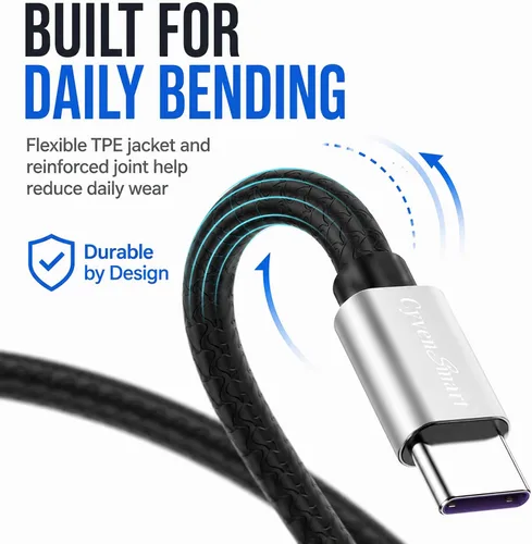 Miniatura 6 de CyvenSmart - Cargador compatible con Samsung Galaxy S10, S9, S8 Plus (3 A, carga rápida), 3 unidades de cable TPE USB C de 6 pies / 1.82 m., USB A