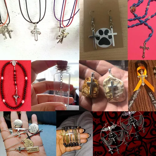 Miniatura 5 de Honbay 70 dijes de cruz mezclados de metal, chapados en plata antigua, joyería de cruz de Jesucristo, para manualidades, collares, aretes, pulseras