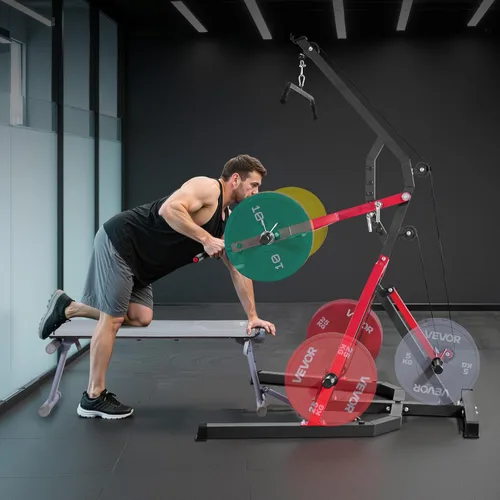 Miniatura 8 de VEVOR Equipo de Gimnasio en Casa, Gimnasio de Palanca con Relación 2:1 Sistema de Fila Baja LAT, Máquina de Entrenamiento de Fuerza
