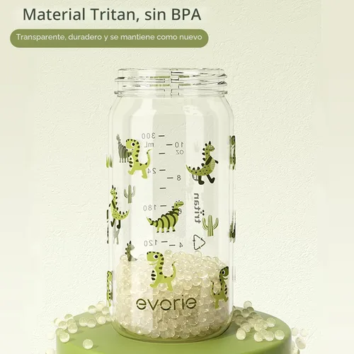 Miniatura 5 de Evorie Tritan - Vaso para sorber con popote a prueba de derrames, 10 onzas para bebés y niños pequeños de 1 a 3 años, botella de agua con pajilla