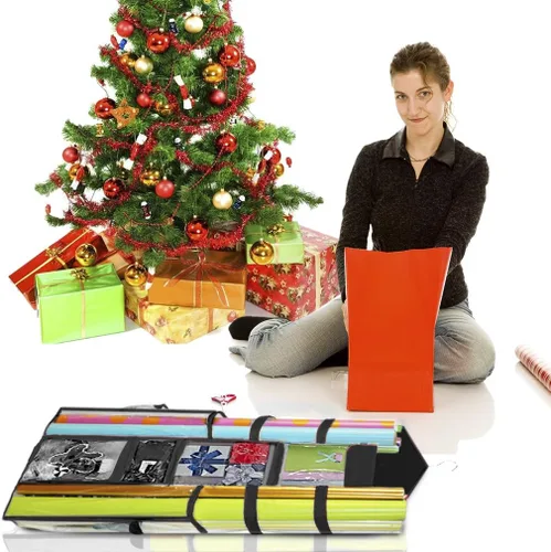 Miniatura 9 de ProPik Organizador Colgante de Papel de Regalo de Doble Cara, Almacenamiento de Papel de Regalo con Múltiples Bolsillos Delanteros y Traseros