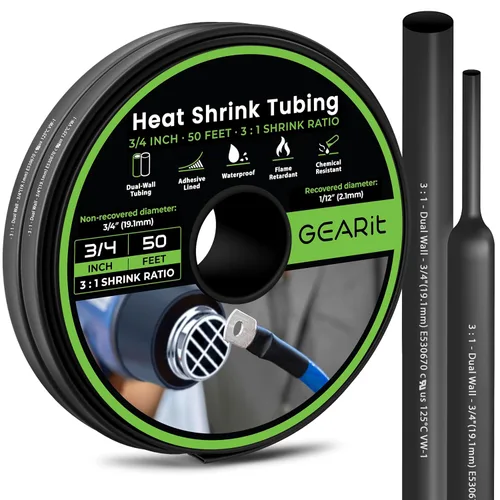 Miniatura 10 de GEARit Tubo termorretráctil de 1 pulgada, relación 3:1, forro adhesivo, envoltura retráctil industrial impermeable de grado marino, tubo de doble