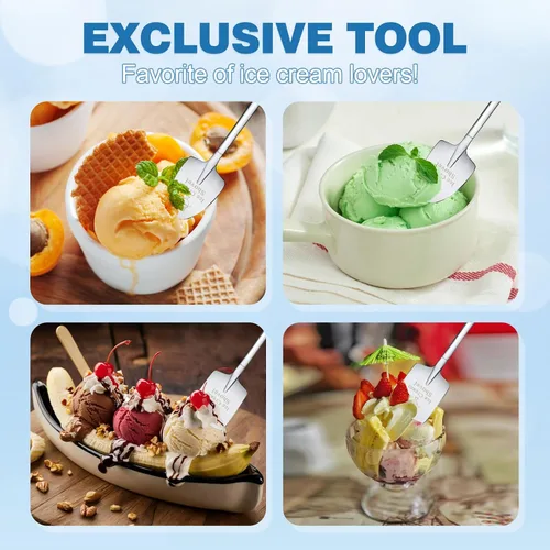 Miniatura 4 de Juego de 2 palas para helado - Regalo divertido y amoroso (regalo de cumpleaños/vacaciones para familiares y amigos), cucharas de postre de acero