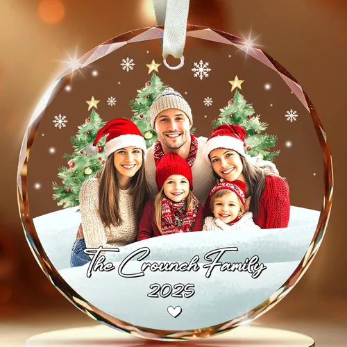 Miniatura 36 de Adorno de cristal con foto personalizada 2026 – Adorno de Navidad familiar personalizado, nombre personalizado, foto, fecha, recuerdo del día