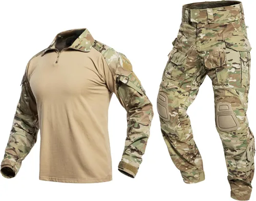 Miniatura 8 de YEVHEV Conjunto de ropa militar de combate G3, ropa táctica de camuflaje, uniforme de caza, equipo de paintball con rodilleras para hombres Camo