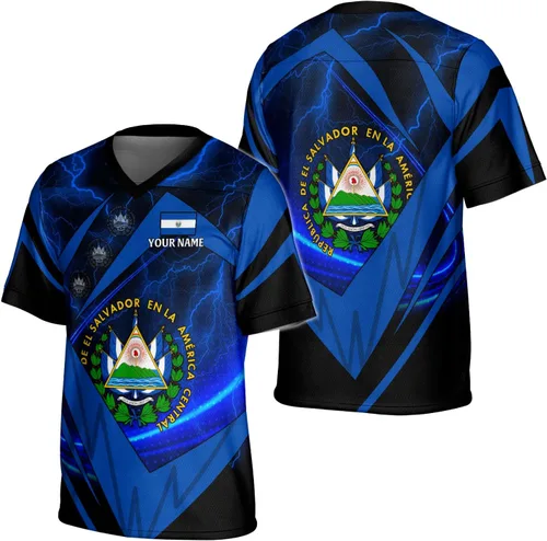 Miniatura 11 de Camiseta de fútbol de El Salvador personalizada de El Salvador Jersey de fútbol de El Salvador para hombres, camisas de El Salvador 3D