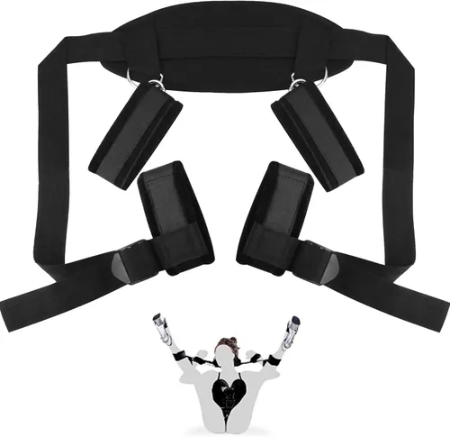 Miniatura 2 de Double Couple BDSMS Kit de restricciones para la cama juguetes sexuales correas de muñeca y pierna esposas para manos y tobillos restricciones