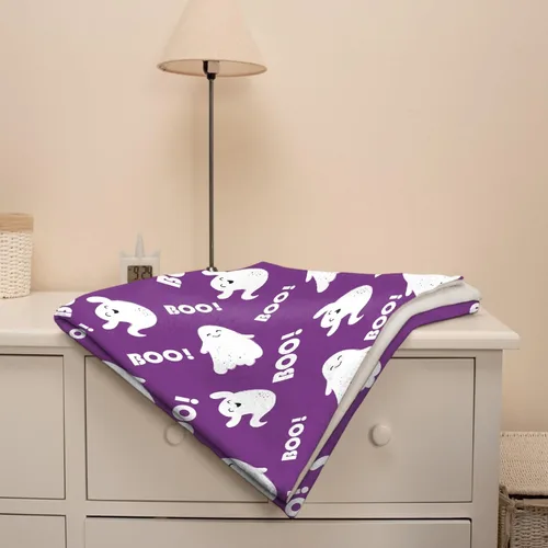 Miniatura 5 de Manta de fantasmas morados para niñas, mujeres y niños, manta ligera de forro polar espeluznante para niños, mantas de franela suave, decorativas
