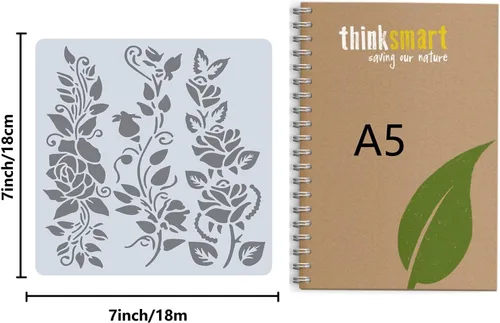 Miniatura 2 de GORGECRAFT 12 estilos 7.1x7.1 in Rose Flowers Stencil Flores Hojas Plantillas Florales Brotes Florales Ramos de rosas Vines Ramas de Hojas