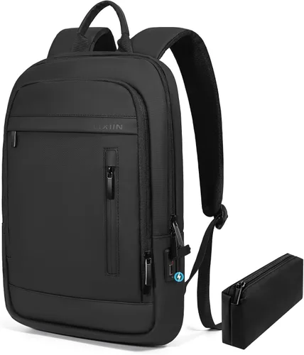 Mochila de negocios para hombres antirrobo resistente al agua mochila de desplazamiento para portátil de 15.6 pulgadas para el trabajo diario, Negro