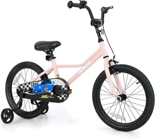 Miniatura 10 de Olakids Bicicleta para niños, 12, 14, 16, 18 pulgadas, con ruedas de entrenamiento, asiento ajustable y manillar, freno y freno de mano, bicicleta