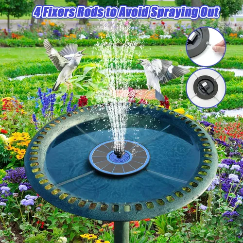 Miniatura 7 de SZMP Fuente solar de 3.5 W 2023 mejorada y bomba de fuente solar de 4 W para baño de pájaros, bomba de fuente solar con boquilla 7 en 1, 4 tubos