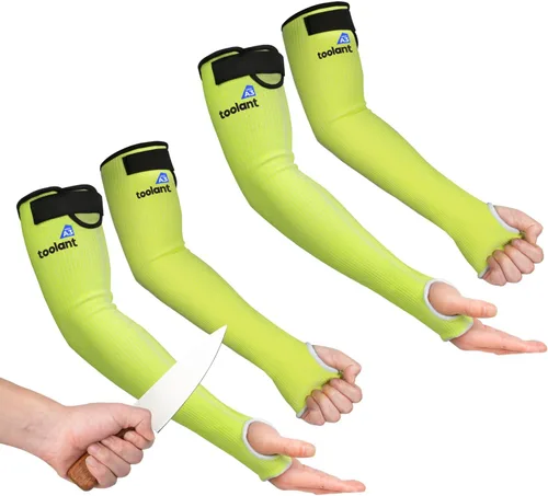 OriStout Mangas de jardinería resistentes a cortes con orificio para el pulgar, verde, 2 pares, mangas protectoras para brazo para trabajo en el