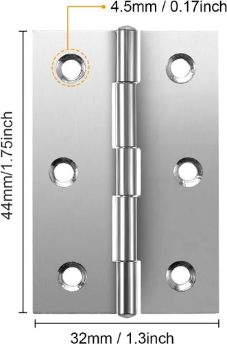 Miniatura 2 de Boao 16 bisagras de puerta pequeñas de acero inoxidable plegables a tope para muebles del hogar, herrajes para puerta de gabinete de piano con 96