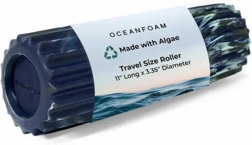 Oceanfoam Ripple - Rodillo de espuma de viaje (11" x 3.35"), mini rodillo de espuma firme para terapia física, masaje de tejido profundo, dolor de