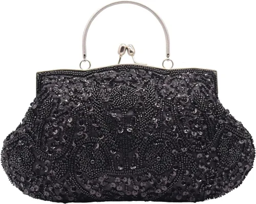 Bolso de noche de lentejuelas vintage de los años 20 para mujer, bolso de noche formal cruzado de noche, baile de graduación, cóctel, fiesta, bolsos