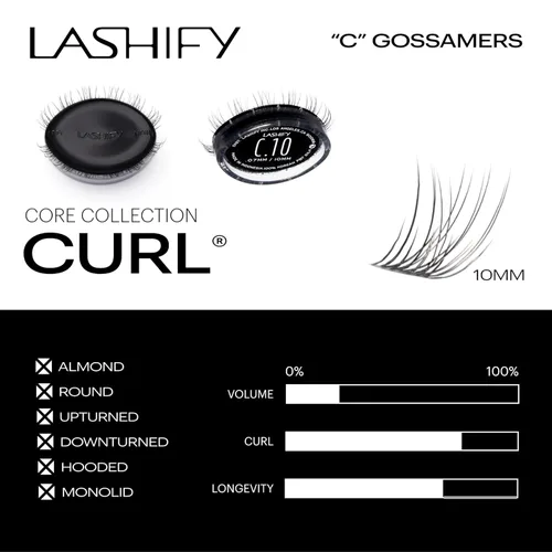 Miniatura 3 de Lashify Curl - Extensiones de pestañas Gossamer DIY de 0.394 pulgadas, color negro, pestañas postizas fáciles para un aspecto natural