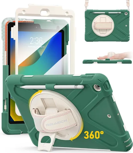 Miniatura 11 de BRAECN Funda para iPad de 9ª/8ª/7ª Generación, Funda Resistente a Prueba de Golpes con Protector de Pantalla, Soporte para Lápiz, Soporte para Tapa