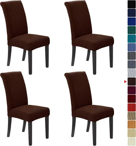 Miniatura 32 de Juego de 6 fundas elásticas para sillas de comedor, fundas para sillas de comedor lavables y removibles, fundas para sillas de comedor protectoras