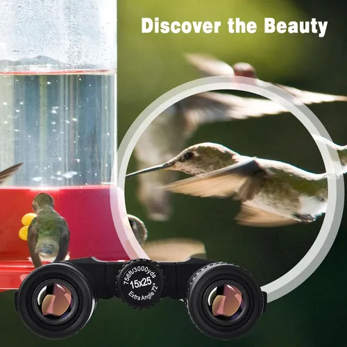 Miniatura 4 de LUXUN Binoculares compactos para adultos y niños, 15 x 25 pulgadas, mini prismáticos de alta potencia, binocular pequeño para observación de aves