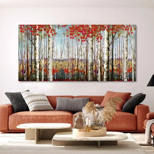 Miniatura 9 de Mofutinpo Arte de Pared de Árbol Rojo en Blanco y Negro Impresión en Lienzo Cuadro Paisaje de Árbol Rojo Grande Obra de Arte Moderna para Sala